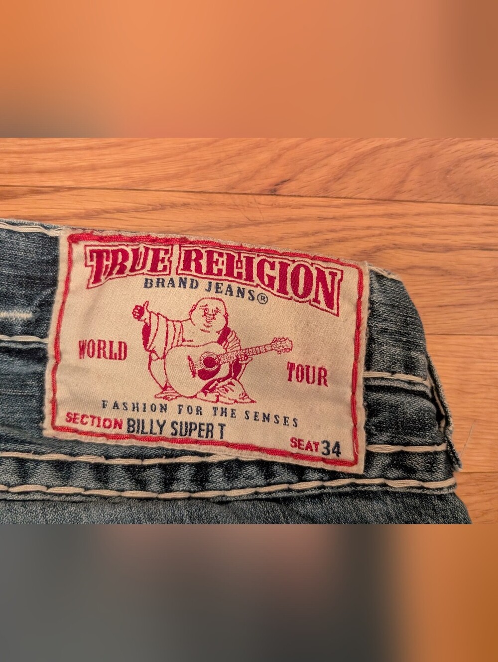 True Religion Blue Denim Jeans with Red Patch